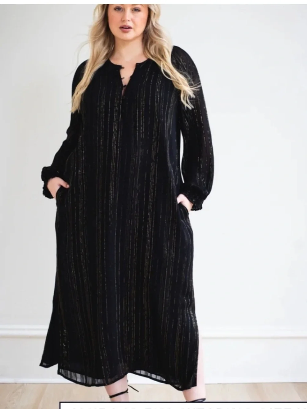 Smash + Tess x ISKRA Lawrence Showstopper Midi Dress Black Gold Metallic M/L - Picture 10 of 11